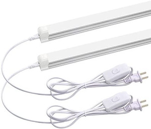 lot 63507 image: 2FT Led Shop Light Fixture, Doual Row 96 LEDs, 1680lm, 5000k, Frosted Cover, 15W, Utility Shop Light, Ceiling and Under Cabinet Light, Corded Electric with Built-in ONOff Switch (Pack of 2)