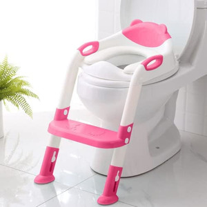 lot 64308 image: Potty Training Seat With Ladder Boys Girls Toilet Seat Soft Cushion Safety Handle Non-slip Pads Baby Potty Seat