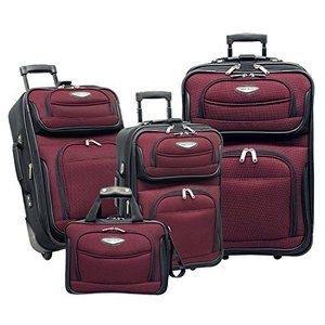 lot 64329 image: Travel Select Amsterdam Expandable Rolling Upright Luggage, Burgundy, 4-Piece Set