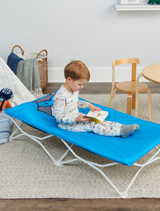 lot 64330 image: My Cot� Pals Portable Toddler Bed - Blue Raccoon
