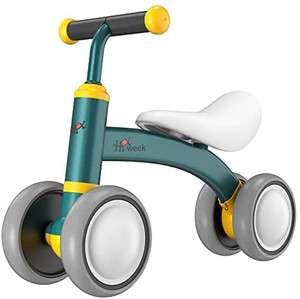 lot 64336 image: Baby Balance Bike, Cute Toys for 1 Year Old Boys Girls 12-36 Months, Boys Girls Riding Gift, No Pedal, 4 Wheels, Dark Green