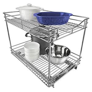 lot 64343 image: Lynk Professional� Slide Out Double Drawer - Pull Out Two Tier Sliding Under Cabinet Organizer - 14 inch W x 21 inch D, Chrome