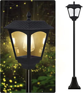 lot 64359 image: Dynaming Solar Lights 100 Lumens, 67 Vintage Street Lights, Solar Powered Outdoor, Solar LED Edison Bulb, Waterproof Post Lamp, for Garden Patio Lawn Pathway Driveway Backyard Yard, White, warm