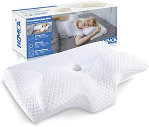 lot 64369 image: HOMCA Memory Foam Cervical Pillow, Memory Foam Pillow for Neck Pain Relief, Orthopedic Pillow for Side, Back and Stomach Sleepers (White)