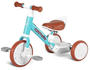 lot 64371 image: Cycmoto 2 in 1 Balance Trike, Tricycle with 3 EVA Wheels Classic Kids Trike (Pink Blue Purple)