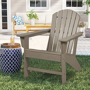 lot 65277 image: WMK Adirondack Chair Weather Resistant, Outdoor Fire Pit Chairs Plastic Resin Deck Adirondack Chairs for Patio, Law, Garden (Brown)