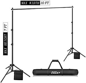 lot 65280 image: EMART Photo Video Studio 10Ft Adjustable Background Stand Backdrop Support System Kit with Carry Bag