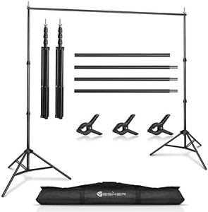 lot 65281 image: Yesker Photo Video Studio 10ft Adjustable Backdrop Stand, Background Support System Kit with Carry Bag for Photography Studio Parties Wedding
