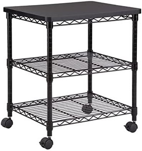 lot 65283 image: Safco Products Deskside Wire Machine Stand 5207BL, Holds up to 200 lbs., Black