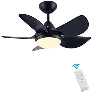 lot 65288 image: CJOY Ceiling Fan with Lights for Living Room, 30 Small Modern Ceiling Fan with 5 Reversible Blades, Remote Controls, Adjustable Color Temperature, for IndoorOutdoor, Black