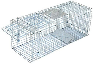 lot 65293 image: Animal Trap 24 Inches Cage Trap 1-Iron Door Foldable Live Catch Cage Catch Release Humane Rodent Cage