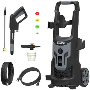 lot 65297 image: Electric Pressure Washer - 1900W High Pressure Power Wash Machine with Detergent Tank and Adjustable Nozzles for Home Use CarsGardenPatiosDriveways Cleaning   (Appears New)   (Retails $159)