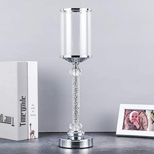 lot 65299 image: Pillar Candle Holder with Lid, Crystal Candle Holders for Pillar Candle, Metal Crystal Candlesticks Holder  (Set of 2)