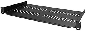 lot 65327 image: 1U Server Rack Shelf - Universal Vented Rack Mount Cantilever Tray for 19 Network Equipment Rack & Cabinet - Heavy Duty Steel - Weight Capacity 50lb23kg - 10 Deep, Black