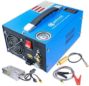 lot 65339 image: Spritech PCP Air Compressor, Portable 4500Psi30Mpa, WaterOil-Free, PCP RiflePistol and Paintball Tank Air Pump, Powered by 12V Car DC or Home 110V AC with Power Converter and Oil-Moisture Filter  (Retails $299)