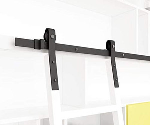 lot 65355 image: DIYHD 8FT Sliding Hardware Rolling Library Kit (No Ladder), Black, Sealed Box, NEW