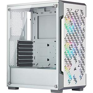 lot 65860 image: Corsair iCUE 220T RGB Airflow Tempered Glass Mid-Tower Smart Case, White