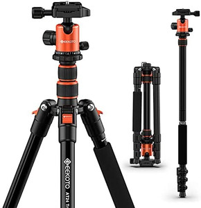 lot 65861 image: GEEKOTO 58� DSLR Tripod, Compact Aluminum Alloy Lightweight Camera Tripod with 360 Degree Panorama Ball Head, Professional Camera Tripod