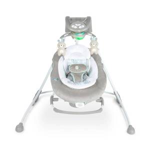 lot 65865 image: Ingenuity InLighten 2-in-1 Cradling Electric Baby Swing & Rocker with Lights and 2 Soft Toys in Spruce, Ages 0-9 Months  (Factory sealed)