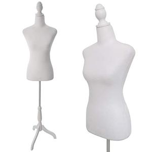 lot 65866 image: Female Dress Form Mannequin Torso Body with Adjustable Tripod Stand Dress Jewelry Display, White