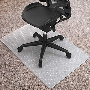 lot 65868 image: Kuyal Desk Chair Mat for Carpet, 30 x 48 Rectangle Transparent Mats for Chairs Good for Desks, Office and Home, Easy Glide, Protects Floors for Low and No Pile Carpeted Floors