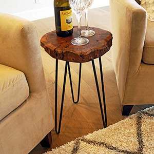 lot 65871 image: WELLAND Unique Shape Natural Wood Stump Rustic Surface End Table