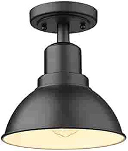 lot 65880 image: Zeyu Semi Flush Mount Ceiling Light, Industrial Ceiling Light Fixtures for Hallway Bedroom Kitchen, Black Finish, ZY24-F BK