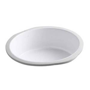lot 65896 image: Kohler Verticyl Round Undercounter Bathroom Sink With No Faucet Hole Drilling, 15-34 In. Wide Diameter, White