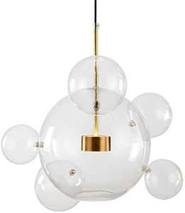 lot 65905 image: KCO Lighting Modern Bubble Chandelier with Ball Glass Simple Adjustable Ceiling Light Fixture with Clear Globe Modern Luxury Pendant Lamp for Dining Room Living Room Restaurant