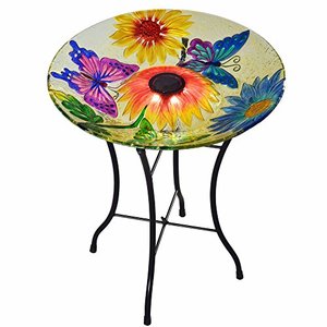 lot 66033 image: Peaktop 3206880 Solar Bird Baths, YellowOrange