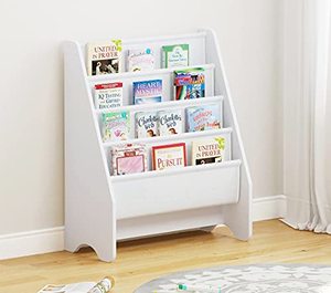 lot 66035 image: UTEX Kids Sling Bookshelf, Magazine Rack - Book Rack for Kids, Book Organizer, White