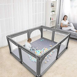 lot 66052 image: YOBEST Baby Playpen, Playard, Indoor & Outdoor Kids Activity Center with Anti-Slip Base, Sturdy Safety Play Yard with Super Soft Breathable Mesh, Fence Play Area for Babies, Toddler