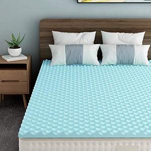 lot 66057 image: IULULU 1.5 inch Mattress Topper Twin Size, Egg Crate Design Gel Swirl Memory Foam Bed Pad for Pressure Relief, Blue