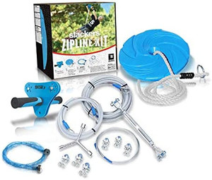 lot 66068 image: Slackers 70 ft Hawk Series Zipline - Kids Zip line Kit with Safety Zipspring Brake System (Hawk Series)