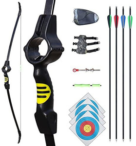lot 66084 image: Bow and Arrows Kids Archery Set for Teens, Basic Bows Adjustable Pounds 15LB, 17LB, 19LB, Left and Right Hand Bows, Recurve Bows for Children, Junior, Beginners, Teenagers, 8-18 Year olds (Black)