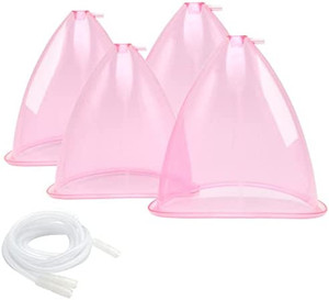 lot 67801 image: Buttocks Vacuum Cups 210ml & 180ml, XXL Vacuum Therapy Cupping Machine Accessories Butt Suction Cups with Y-Hose for Bigger Butt Lifting Body Massage, Pink  (2 Pair)