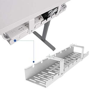lot 67819 image: FLEXISPOT Under Desk Cable Management Tray, Metal Raceway Wires Cable Tidy Organizer Office and Home Cable Tray Use for Standing Desk, White