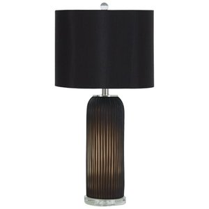 lot 67823 image: Signature Design by Ashley Abaness Contemporary Black Glass Table Lamp   (Set of 2)