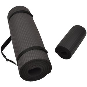 lot 67824 image: BalanceFrom GoYoga All-Purpose 12-Inch Extra Thick High Density Anti-Tear Exercise Yoga Mat and Knee Pad with Carrying Strap