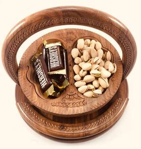 lot 67828 image: Butterfly wings basket  2 compartments basket  wooden trivet  collapsible wooden basket  candy basket  rustic centerpiece home decor