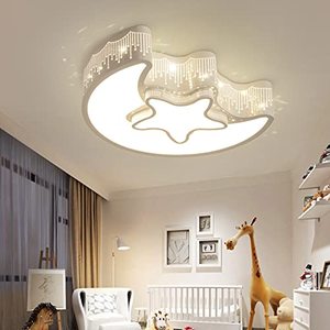 lot 67855 image: Close to Ceiling Light fixtures Modern Girls Bedroom Ceiling Light Metal Chandeliers Moon Star Shape Lighting, White