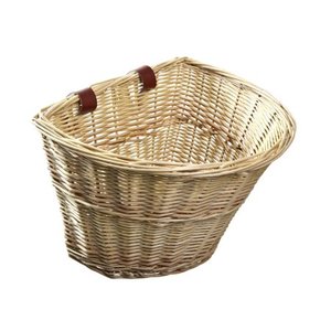 lot 31487 image: ProSource Style Front Handlebar Wicker Bike Bicycle Basket, Hanging Pieces Not Included