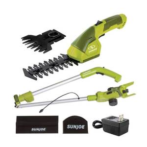 lot 31495 image: Sun Joe HJ605CC 2-in-1 Cordless Telescoping Grass Shear  Hedge Trimmer, 7.2 Volt