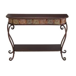 lot 31508 image: DecMode Iron Traditional Console Table, Dark Brown, 43W
