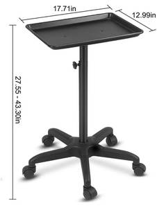 lot 31520 image: FLOLXNB Salon Tray Cart Premium Aluminum Tattoo Tray Rolling Trolley Adjustable Height Storage Utility Cart for Clinic Spa Rolling Tray (Black)