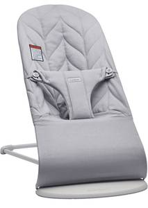 lot 31526 image: BabyBjrn Bouncer Bliss, Light Gray Frame, Cotton, Petal Quilt, Light Gray