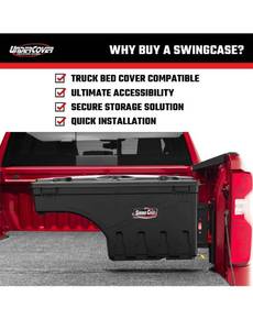 lot 36579 image: UnderCover SwingCase Truck Bed Storage Box  SC104D  Fits 2019 - 2021 ChevyGMC SilveradoSierra 1500 Drivers Side , Black
