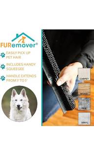 lot 36583 image: FURemover Broom, Pet Hair Removal Broom with Squeegee and Telescoping Handle That Extends from 3-5 Feet, YellowBlack