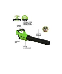 lot 36604 image: Greenworks BL40B02 40V (120 MPH  500 CFM) Axial Leaf Blower, Tool Only