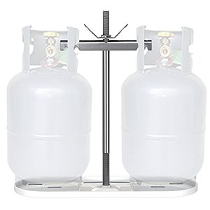 lot 49502 image: RVMATE RV Dual Propane Tank Mounting Rack